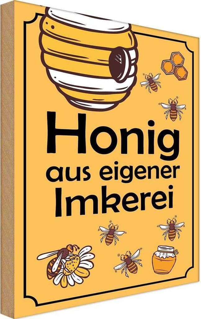 vianmo Holzschild 18x12 cm Honig aus eigener Imkerei Hofladen Marktstand Laden
