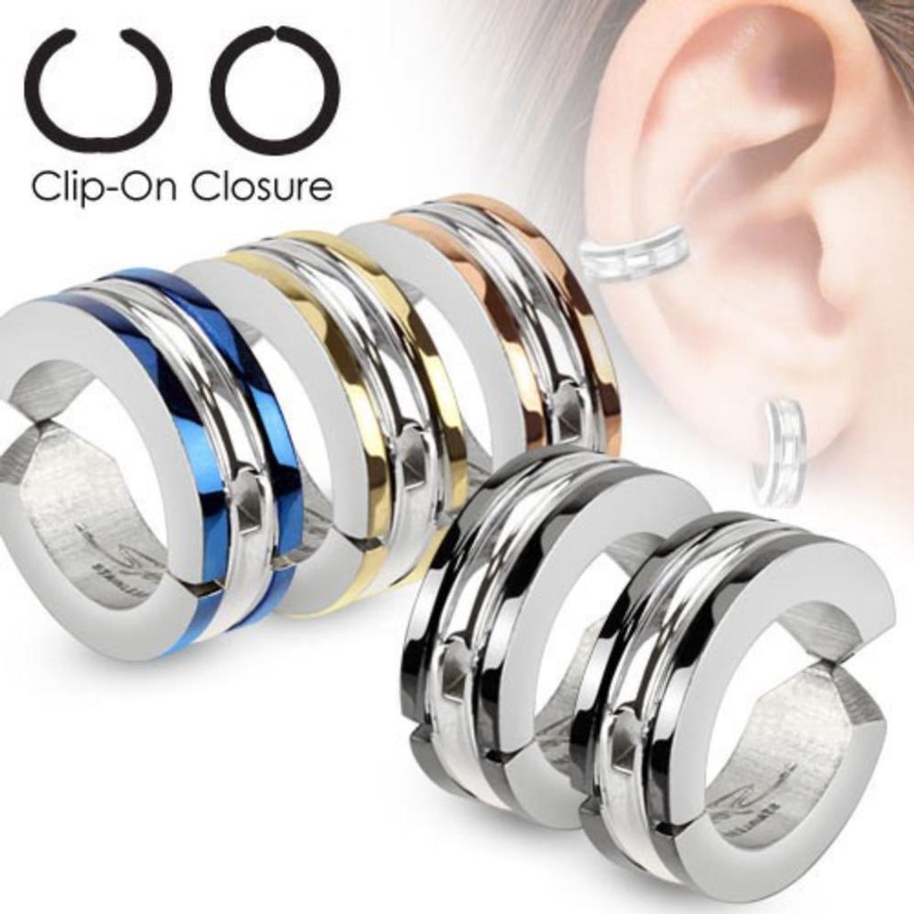 Fake Creolen Ohrclips für Damen und Herren Gold Produktbild 1