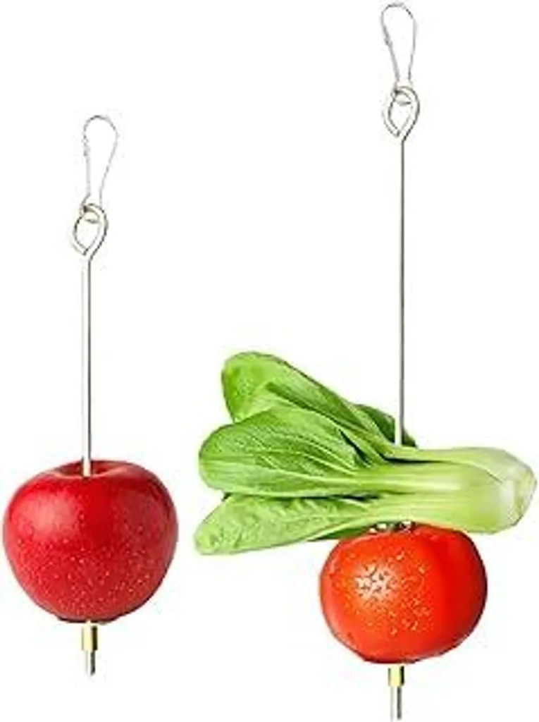 2 pezzi spiedini per uccelli Spiedini per pappagalli Distributori di mangime, accessori per pappagallini, giocattoli, uccelli, giocattoli per uccelli, mangiatoie, giocattoli per polli, acciaio inossidabile, spiedini di verdure per polli, spiedini di verdure per uccelli, giocattoli per la ricerca del cibo