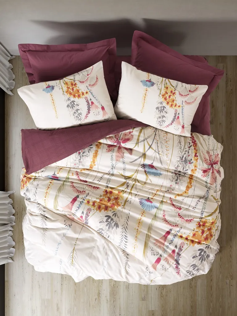 Housse de Couette 240x220 en Coton Ranforce Respirant Coloris Flos