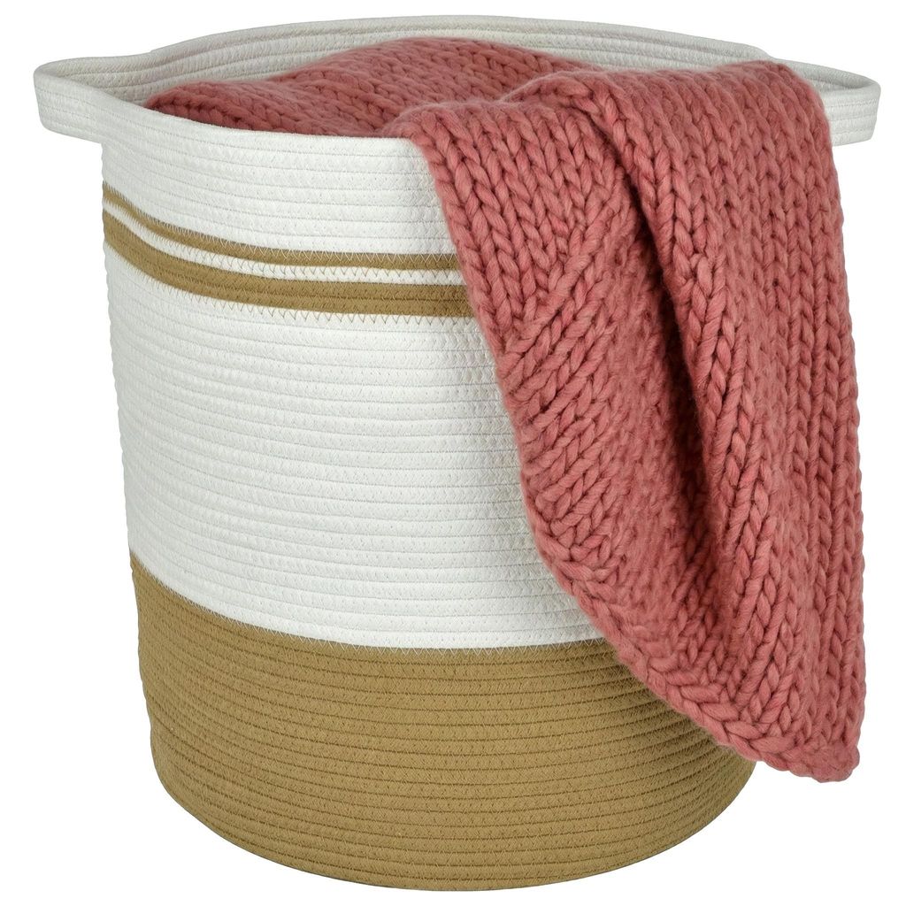 Celley Wäschekorb aus Baumwollseil 45 cm – Braun & Weiß Produktbild 