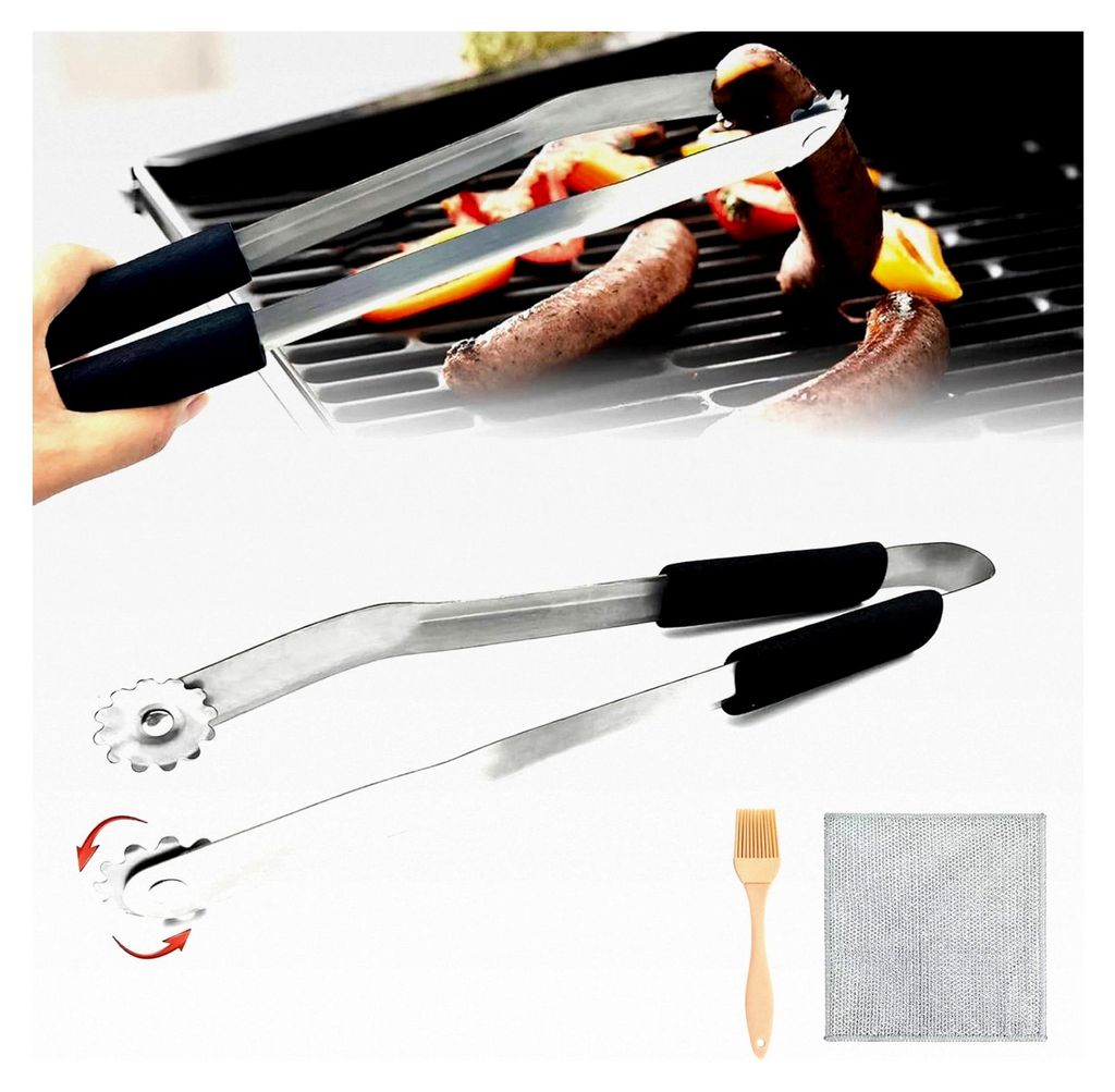 Edelstahl Grillzange für BBQ und Würstchen