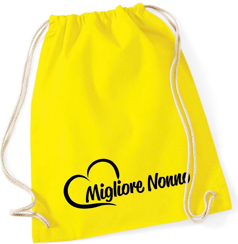 Huuraa Turnbeutel Migliore Nonno Cuore 12 Liter Yellow Baumwolle Rucksack Geschenkidee
