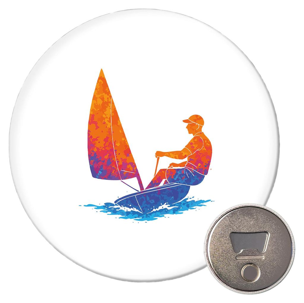 Huuraa Magnet Segeln bunte Silhouette 59mm Kühlschrankmagnet rund Flaschenöffner Geschenkidee
