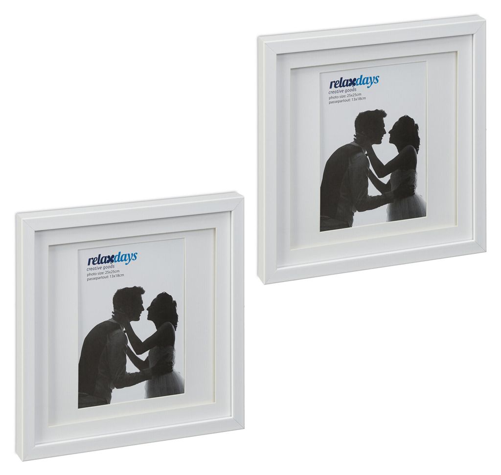 Relaxdays set van 2 fotolijsten, 25x25 cm, vierkant, Productafbeelding 
