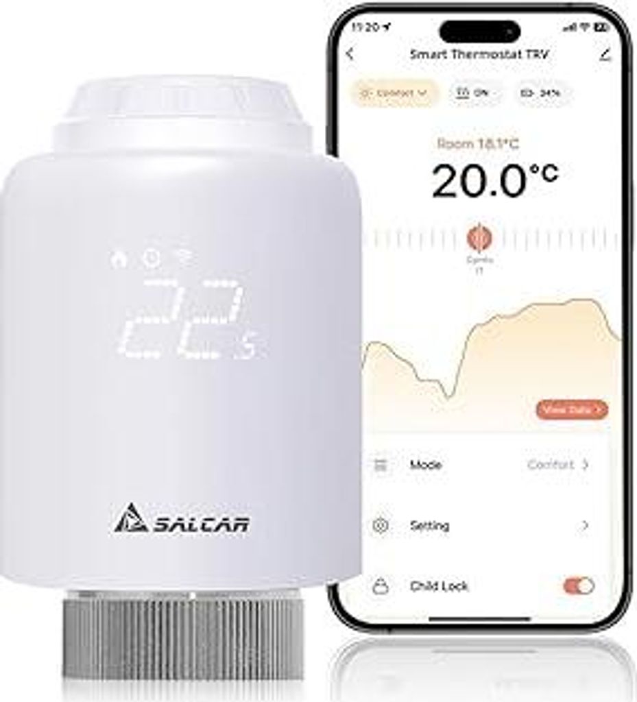 SALCAR Smartes Heizkörperthermostat WiFi TRV603 Thermostat Heizung Kompatibel mit Amazon & Google Assistant Programmierbar Heizungsthermostat Tuya...