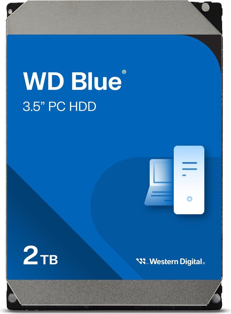 WD Blau 2TB 3,5" SATA HDD, modelnummer WD20EARZ Productafbeelding 