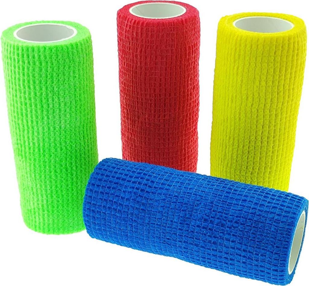 18 Stück selbsthaftende elastische Haftbandage, vielseitig einsetzbar, 100mm x 2800mm, farbig sortiert