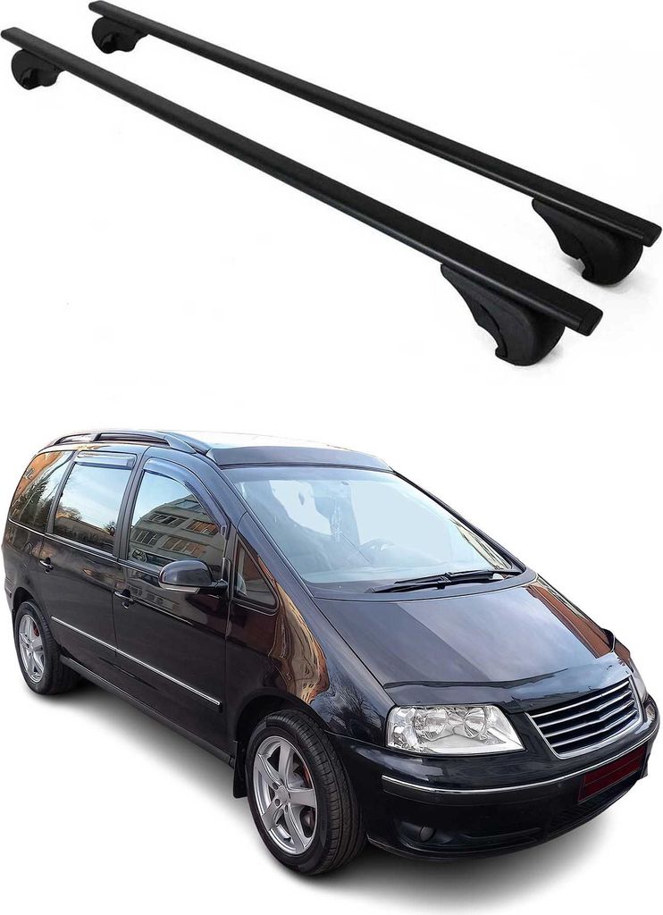 Dachträger Grundtäger für VW Sharan 7M 1995-2010 75kg Metall Schwarz 2 tlg