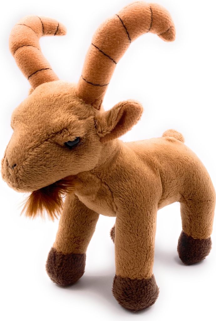 Onwomania Plüschtier Stofftier Kuscheltier Ziege Alpensteinbock Steinbock Höhe 18 cm Braun