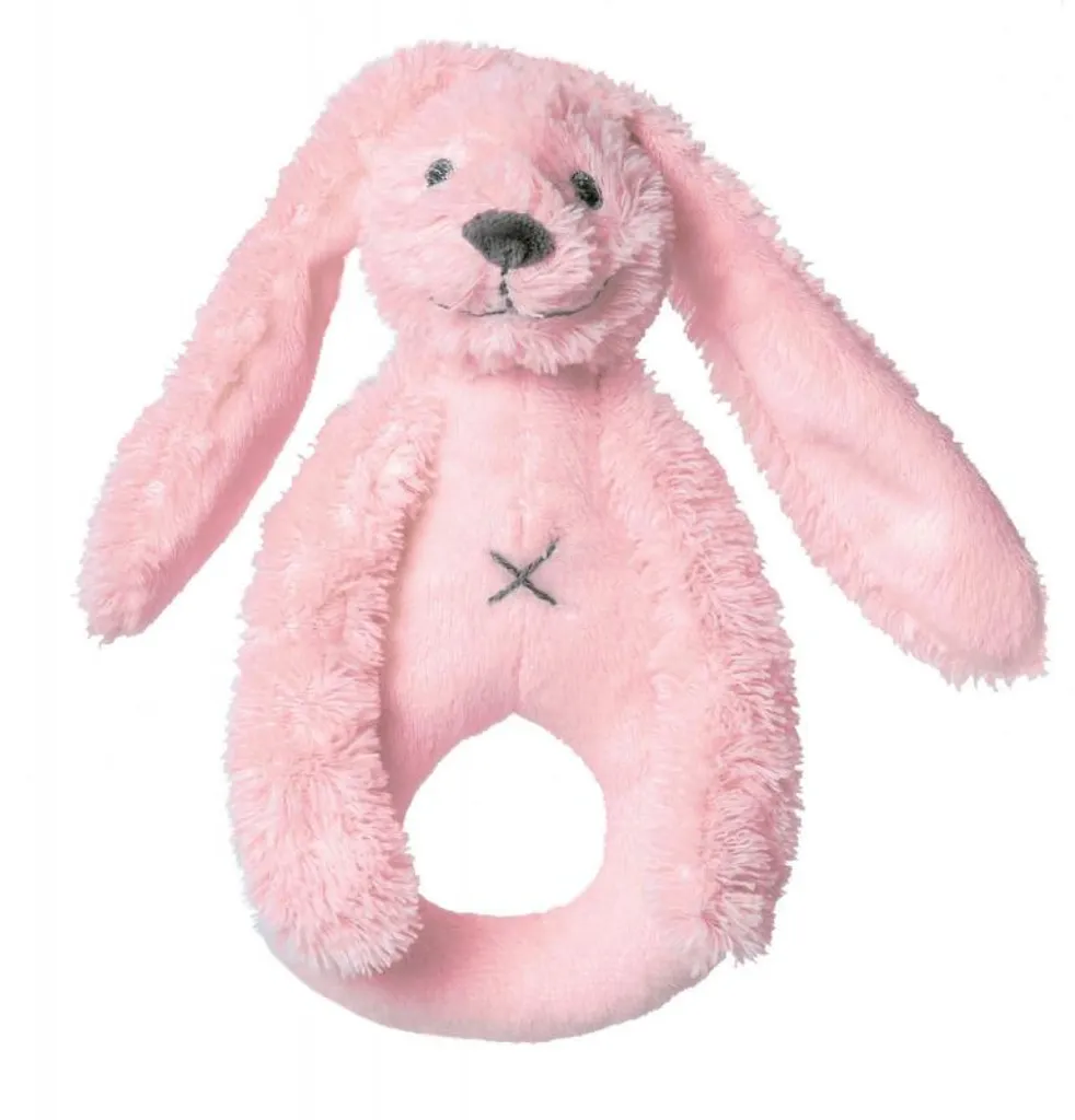 Happy Horse Richie le Lapin - Hochet Peluche Rose Doux pour Nouveau-né