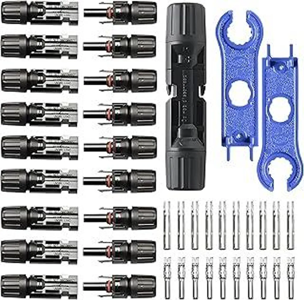 10 Coppie Connettori Solari IP67 + 2 Chiavi Montaggio per Cavo 4-6mm²