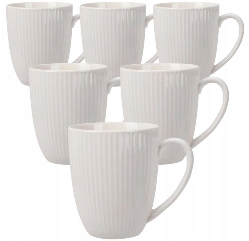 Komplet 6 Kubków Porcelanowych 330Ml Zestaw Kubków Białych Zdjęcie produktu 
