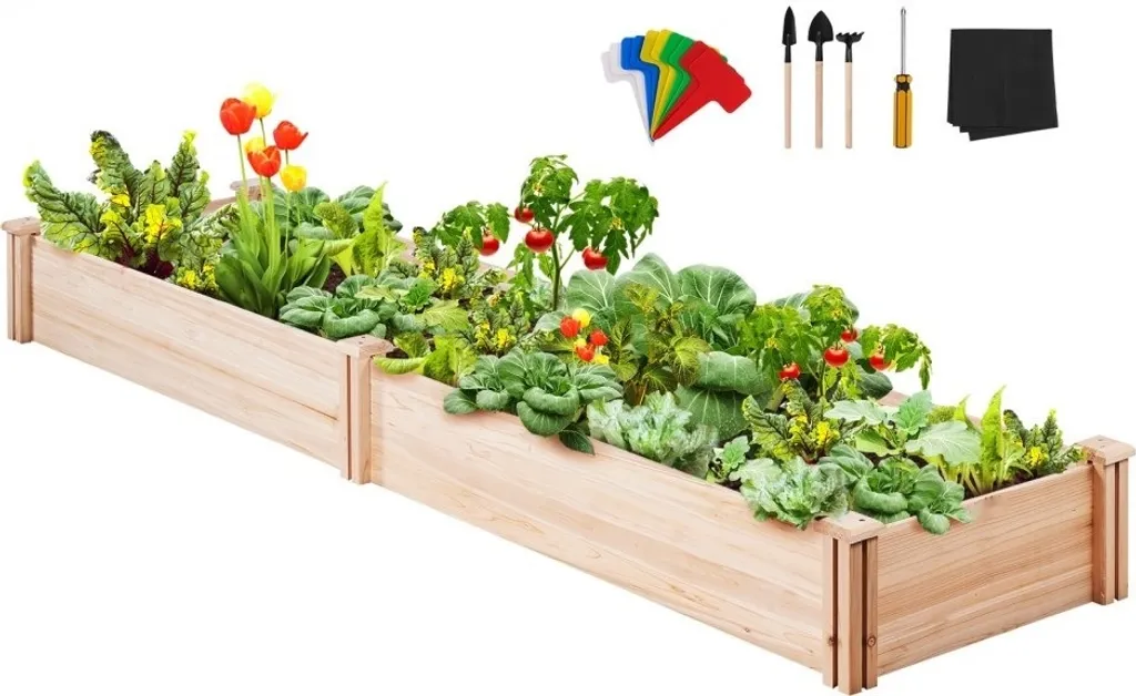 Bac à plantes surélevé en bois de sapin 240x60x25 cm naturel pour jardin