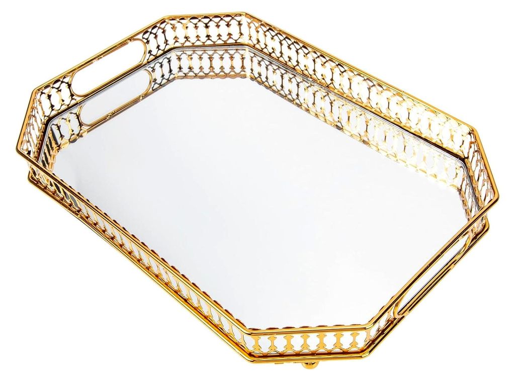Elegantes Ablage-Tablett aus Metall für Kosmetik und Schmuck im Badezimmer und Schlafzimmer