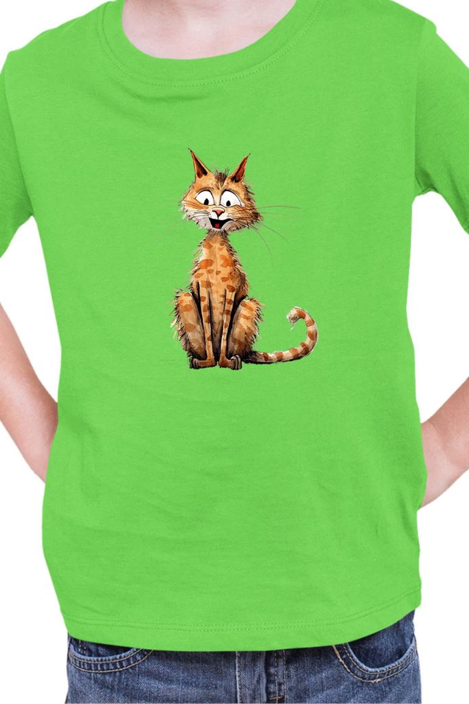 Kinder T-Shirt Funny Cats Breeds Cheetoh Cat, 12-13 Jahr - 152 / Lime