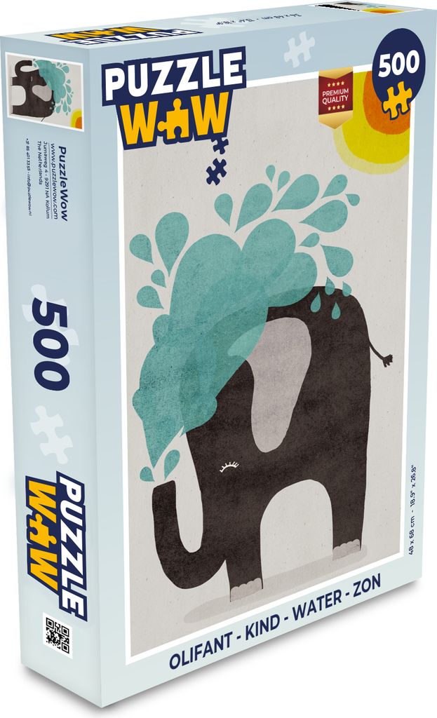 MuchoWow Puzzle 500 Teile Elefant - Kind - Wasser - Sonne - Denken - Spiel - Toy