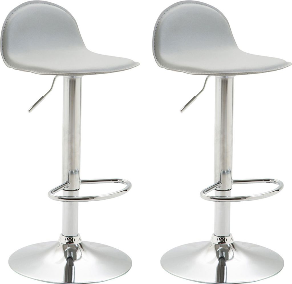TPFLiving 2er Set Barhocker Luna V2 Gestell Metall in Chromoptik Kunstleder Grau