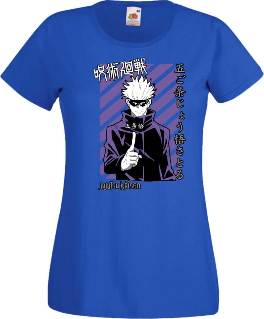Damen T-Shirt Jujutsu Anime Manga Kaisen Satoru Gojo 01 Var-034 Satoru, Lady L / Blau