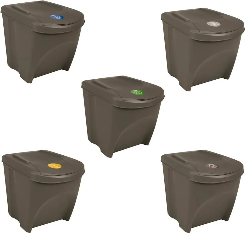 Poubelle de cuisine gain de place 3 bacs gris 75L tri sélectif vertical