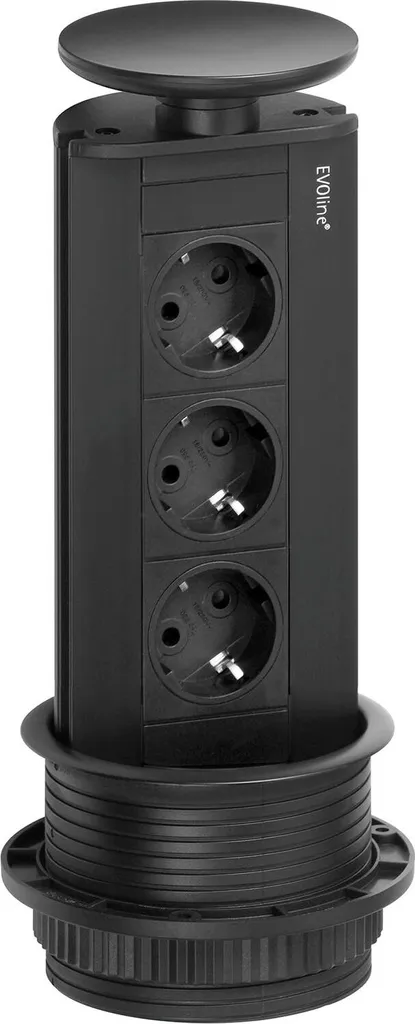 Prise de Courant de Sécurité Noir Mat Evoline Port 1 Naber Design Pro