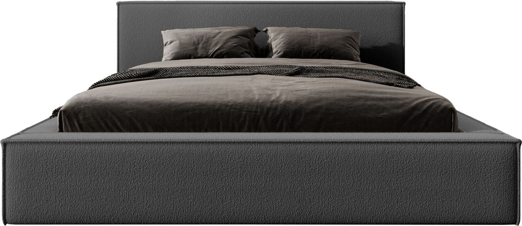 FEDVE Polsterbett Mendocino aus Bouclé-Stoff 160x200 cm, Graphit