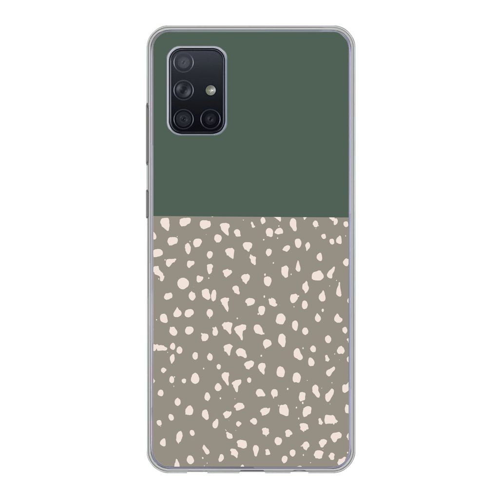 MuchoWow Handyhülle Schutzhülle Hülle für Samsung Galaxy A71 Polka dot - Grün - Muster Silikon Softcase Handy Hülle - Kartenbesitzer