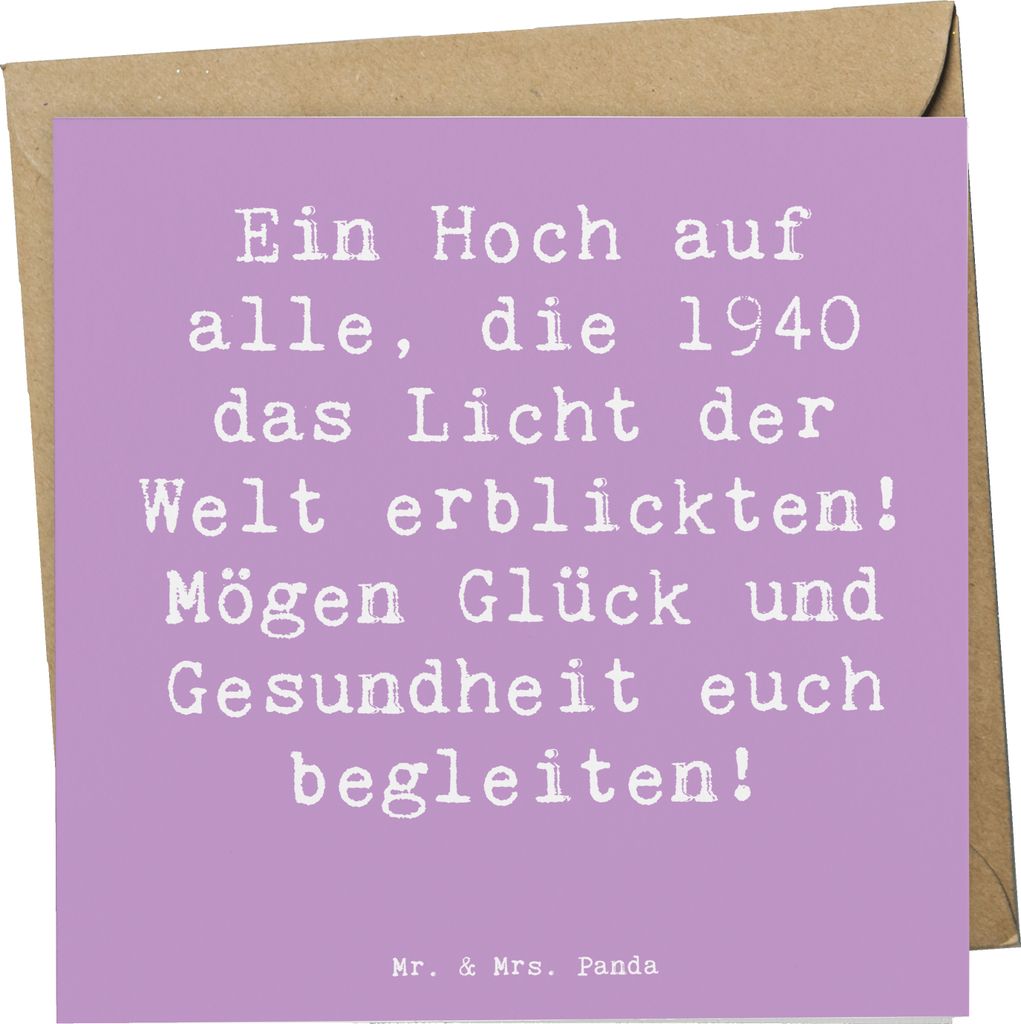 Mr. & Mrs. Panda Klappkarte Spruch 1940 Geburtstag - Lavendeltraum - Geschenk, Alter, Jahrgang feiern, Glückwunschkarte, faltkarte, Happy Birthday...