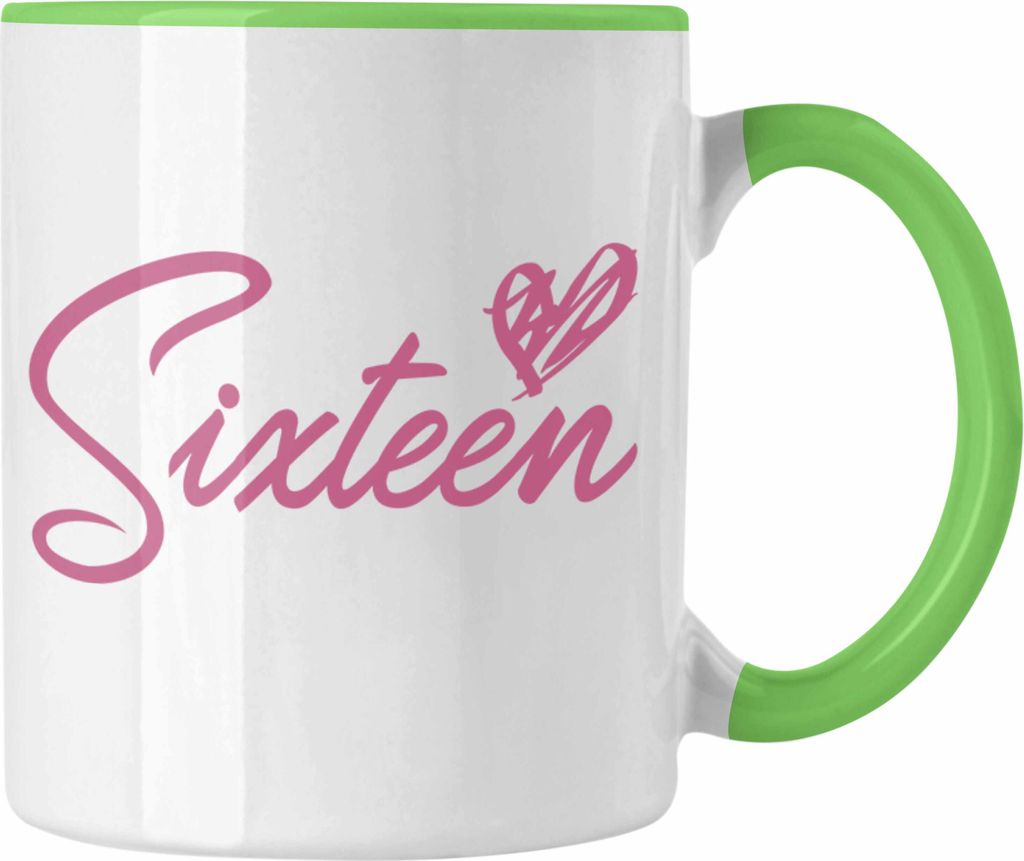 Trendation - 16. Geburtstag Tasse Geschenk Mädchen Geschenkidee Lustig Spruch 16 Geschenke Geschenkideen zum 16 Bday 16er Witzig (Grün)