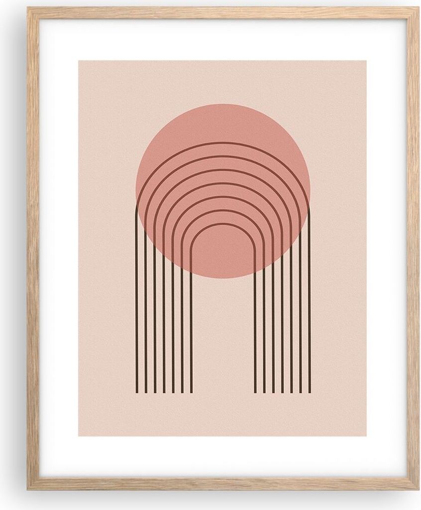 Gerahmtes Poster - Rahmen in heller Eiche - Abstraktion Minimalismus Kreide - 40x50 cm - Wand Bild - Wanddeko - Wandbilder - Kunstposter - Wandpost...