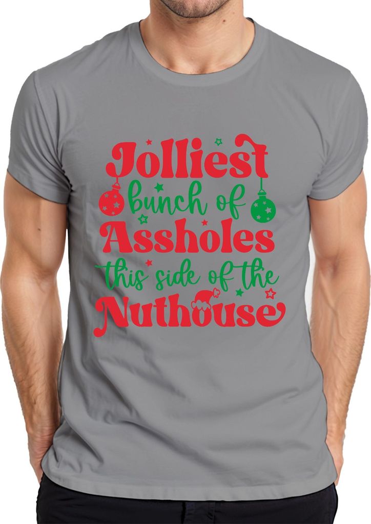 Jolliest Bunch of Assholes Weihnachten lustig Geschenk Party Herren T-Shirt, Grau, M