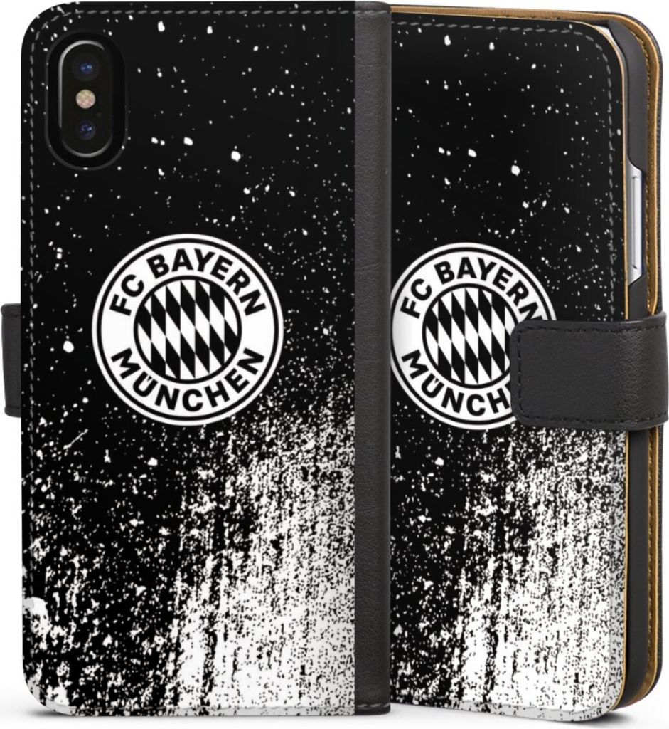 DeinDesign Klapphülle für Apple iPhone Xs Handytasche Lederhülle Tasche FC Bayern München FCB Offizielles Lizenzprodukt