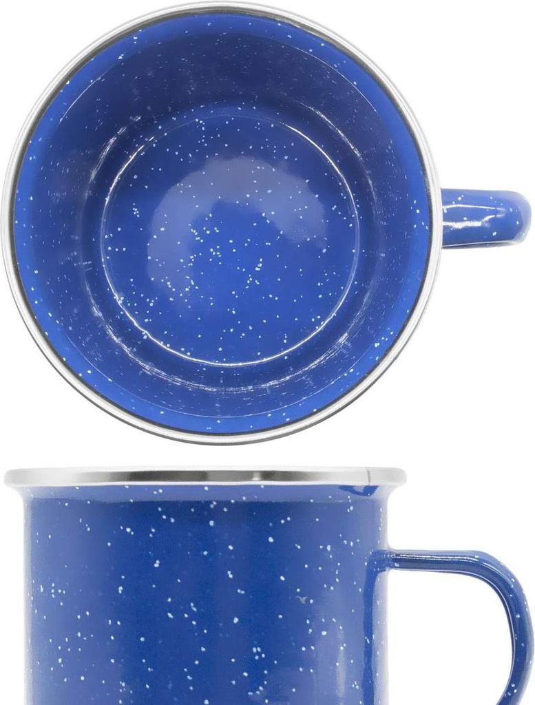 Camping Mok Emaille - Unzerbrechlich Blau mit Punkten 300ml - Stilvoll und Nachhaltig