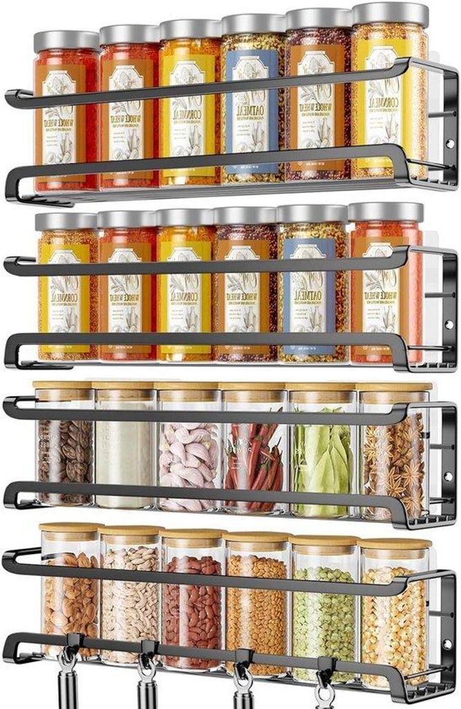 Wandmontierter Gewürzregal 4-teilig Raumsparend für Gewürzgläser und Küchentür