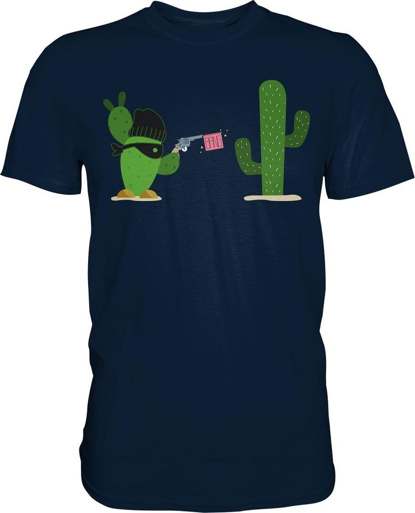 Kaktus Gangster T-Shirt Kakteen Sukkulenten Humor – Navy / Produktbild 