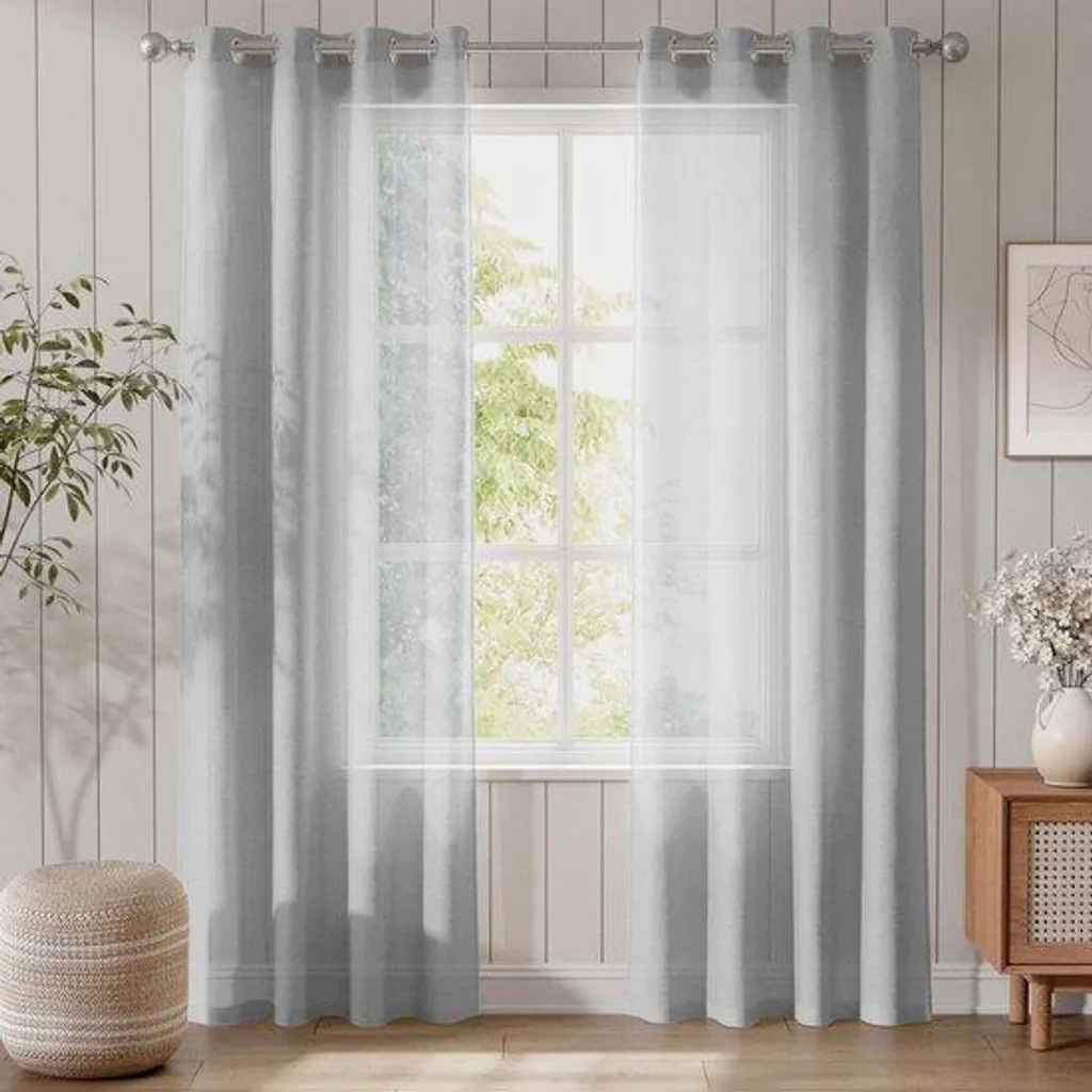 Paire de voilages gris 140x210 cm pour protéger votre intimité
