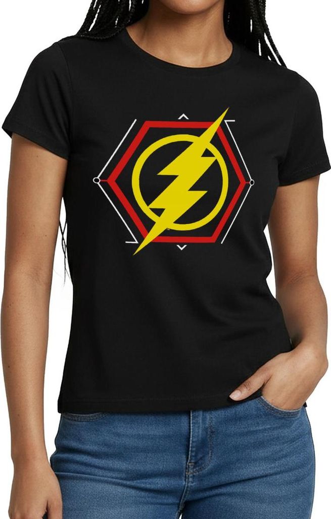 Spreadshirt The Flash Gelber Blitz Symbol Frauen T-Shirt, S, Schwarz