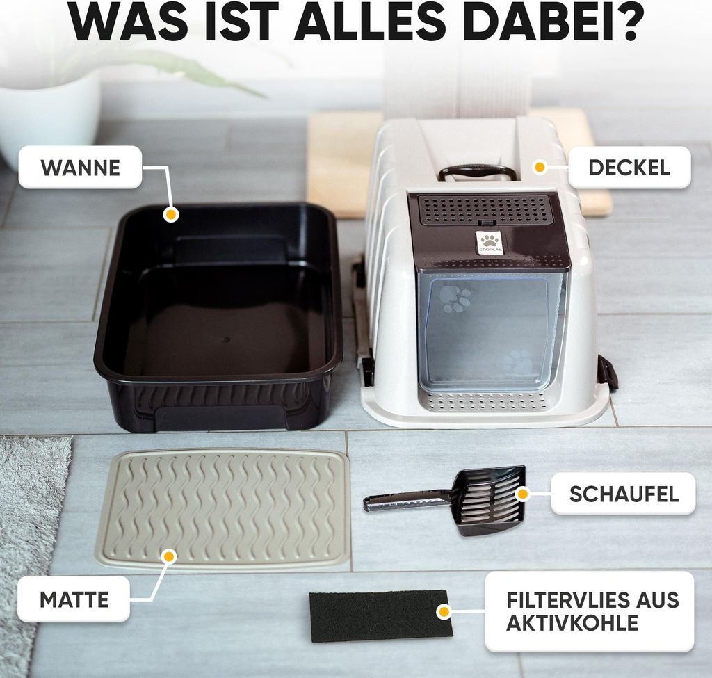 CROPLAS Katzenklo mit Deckel und Aktivkohlefilter + [ Produktbild 6