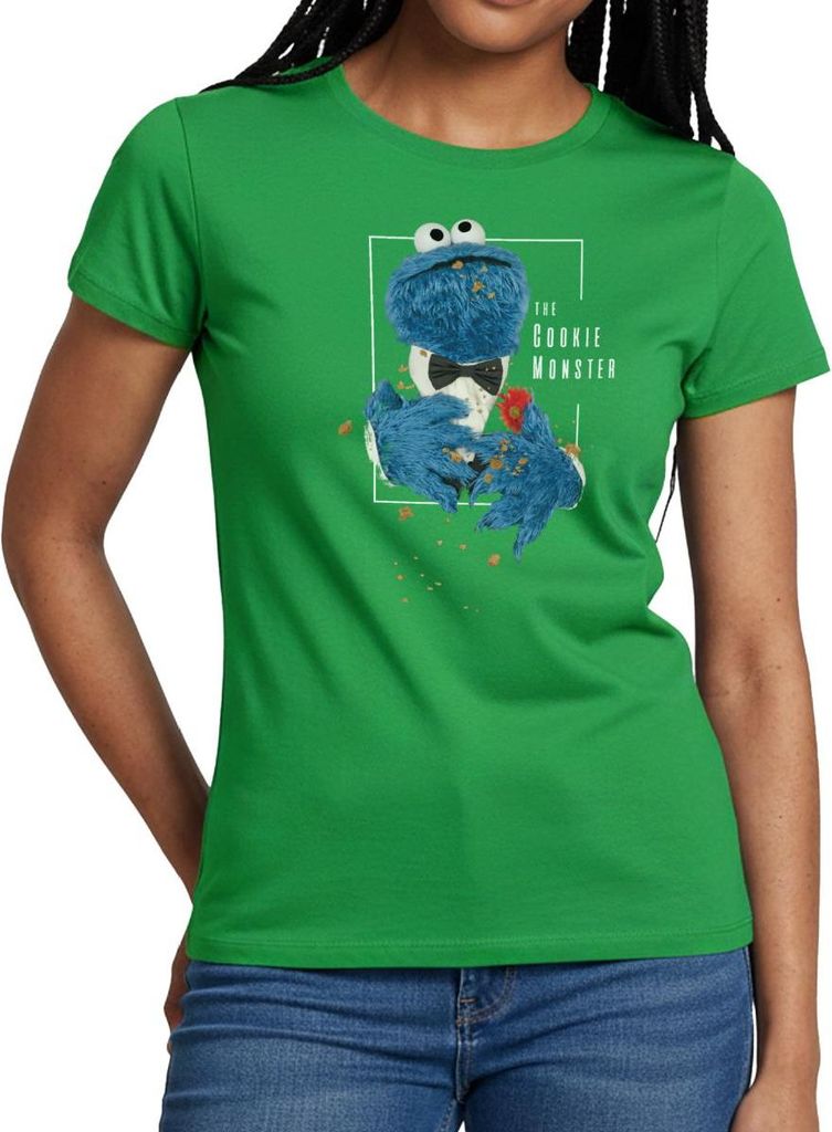 Spreadshirt Sesamstraße The Cookie Monster Frauen T-Shirt, XL, Kelly Green