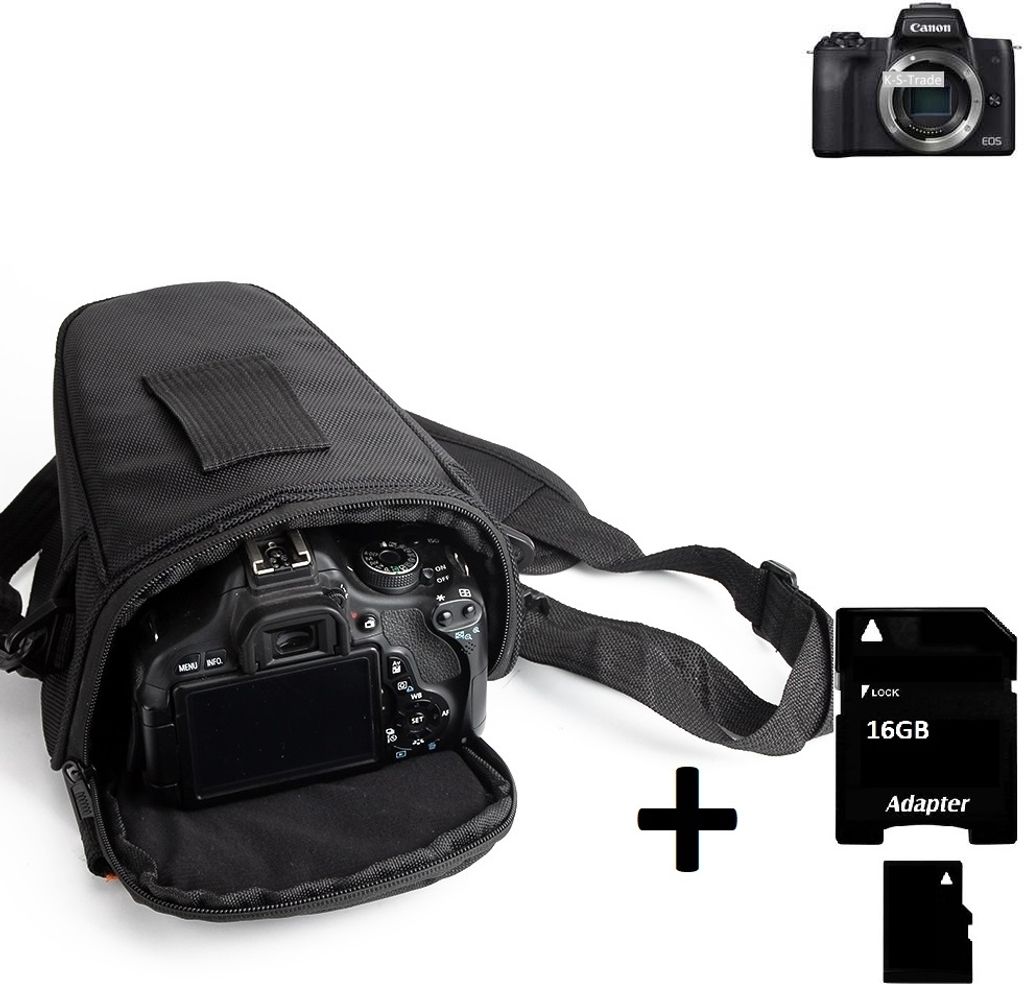 K-S-Trade Schultertasche kompatibel mit Canon EOS M50 Colt Kameratasche für Systemkameras DSLR DSLM SLR, Bridge etc., + 16GB Speicherkarte