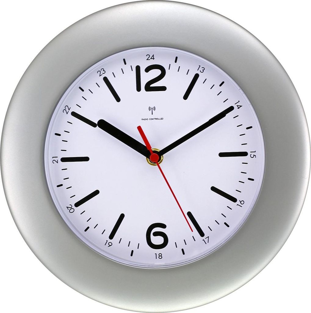 MPM-Quality Wanduhr Isabelle rund Ø 250 mm Kunststoff Schwarz 24-Stunden-Skala