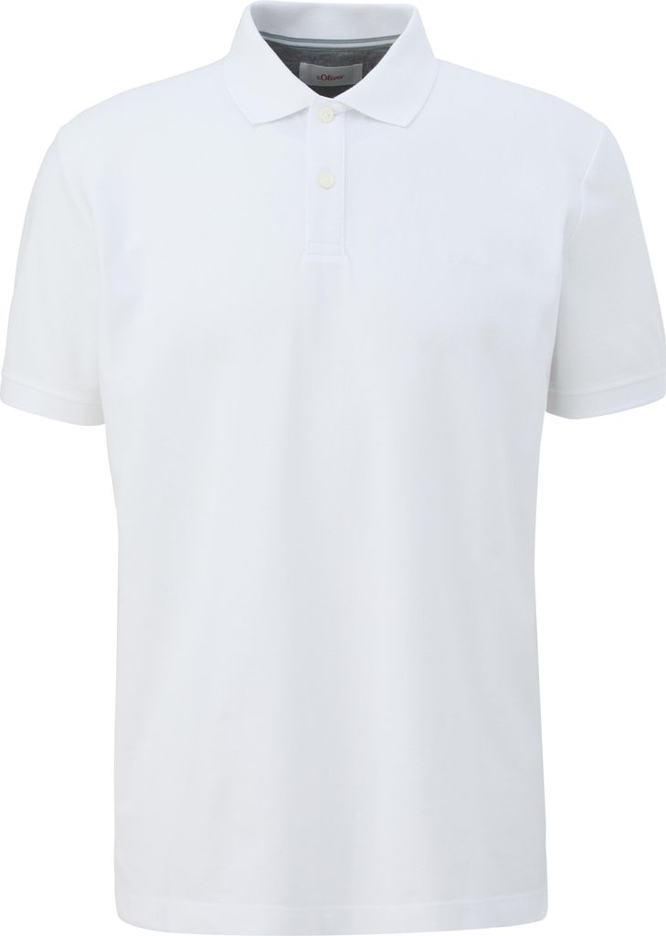 s.Oliver Herren Poloshirt - Basic, Polokragen, Baumwolle, einfarbig Weiß L