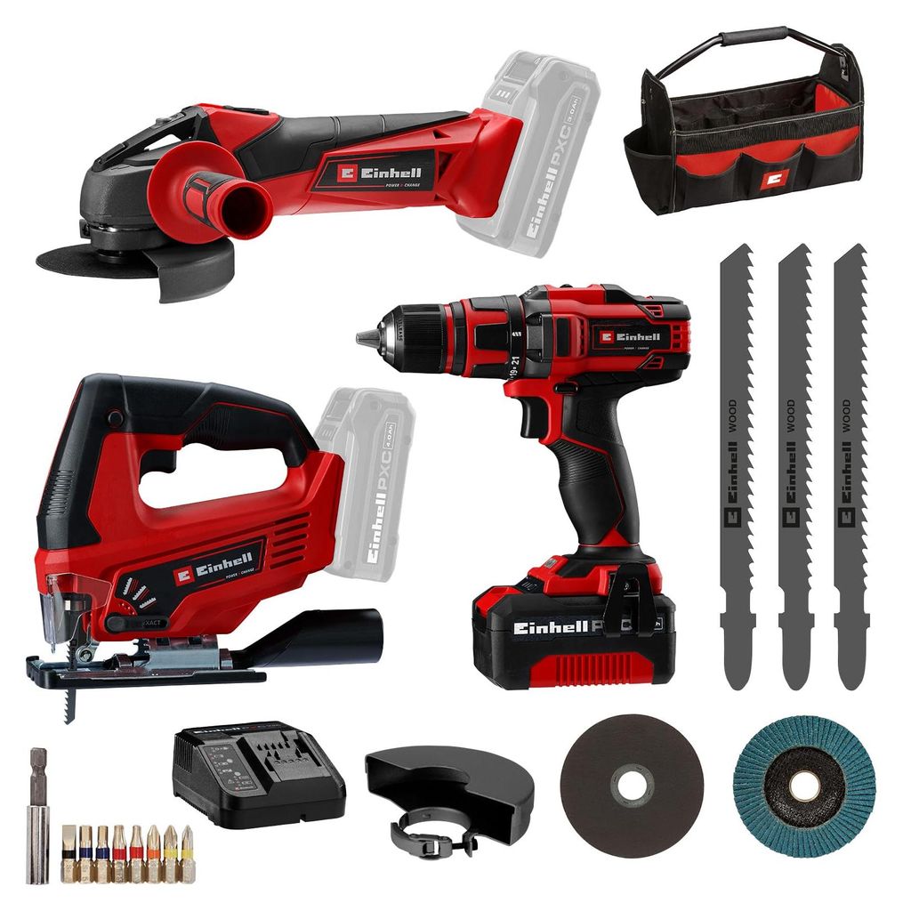 Einhell Bohrschrauber TE-CD 18/40 Li + Winkelschleifer Produktbild 