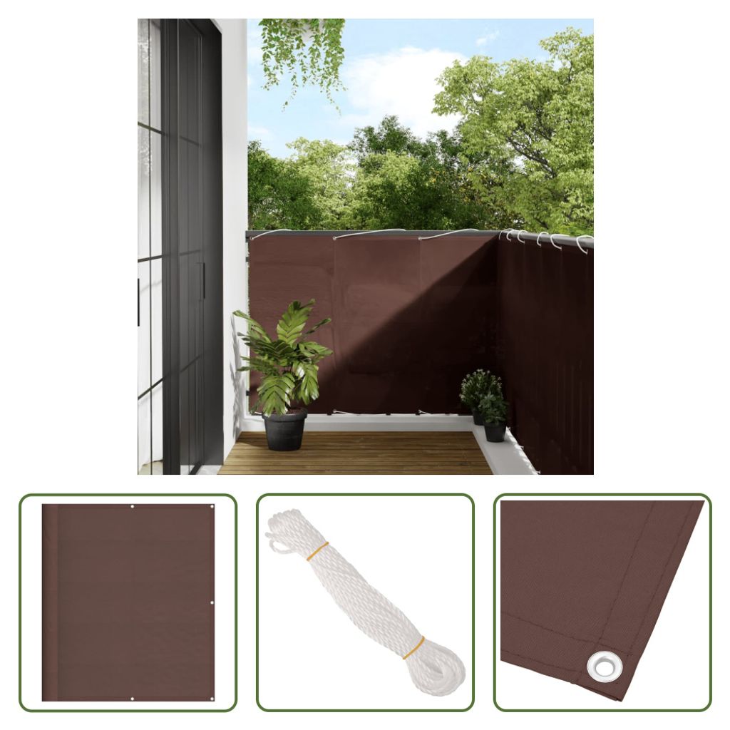The Living Store Balkon-Sichtschutz Braun 120x700 cm 100 % Polyester-Oxford
