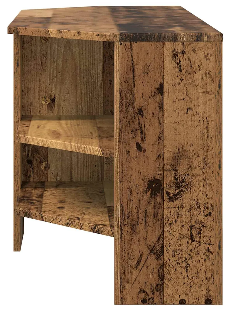 Meuble TV d'angle en bois ancien rustique de dimension 102x40cm