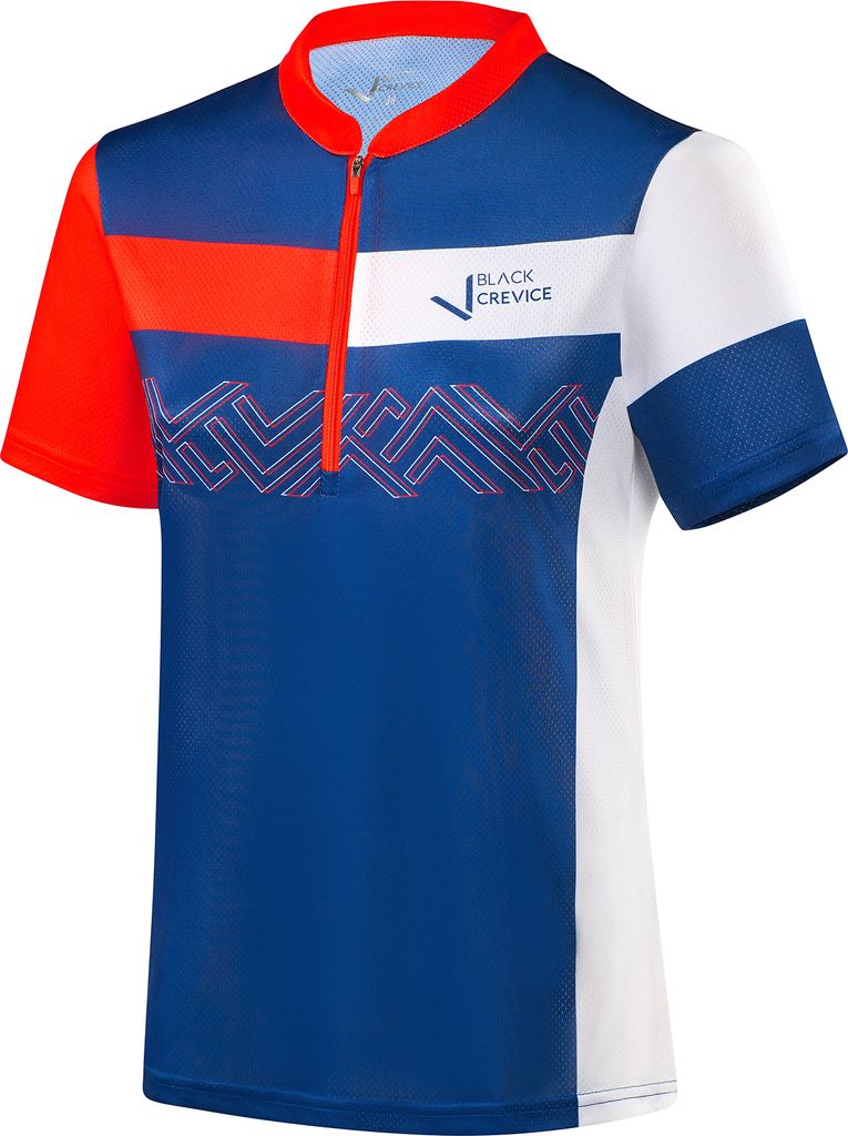 BLACK CREVICE - Damen Mountainbike T-Shirt | Fahrradtrikot | Farbe: Blau/Rot| Größe 44