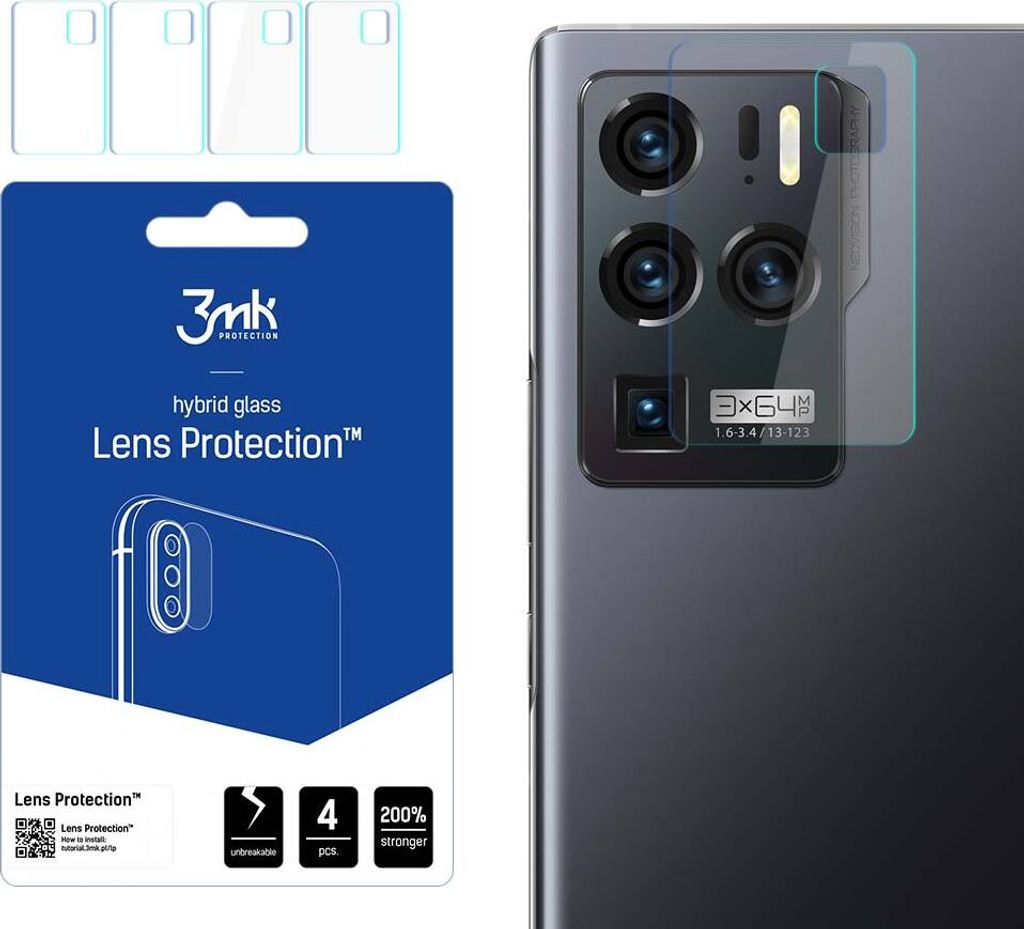 3mk Hybridglas Lens Protection für ZTE Axon A31 Ultra Kamera Objektiv Kameralinse 0,16mm 6H (4 Stück)