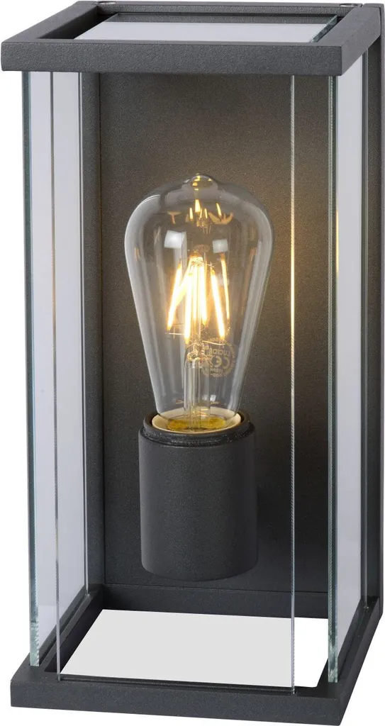 Lanterne murale extérieure noire en verre CLAIRE-LED design moderne 30cm