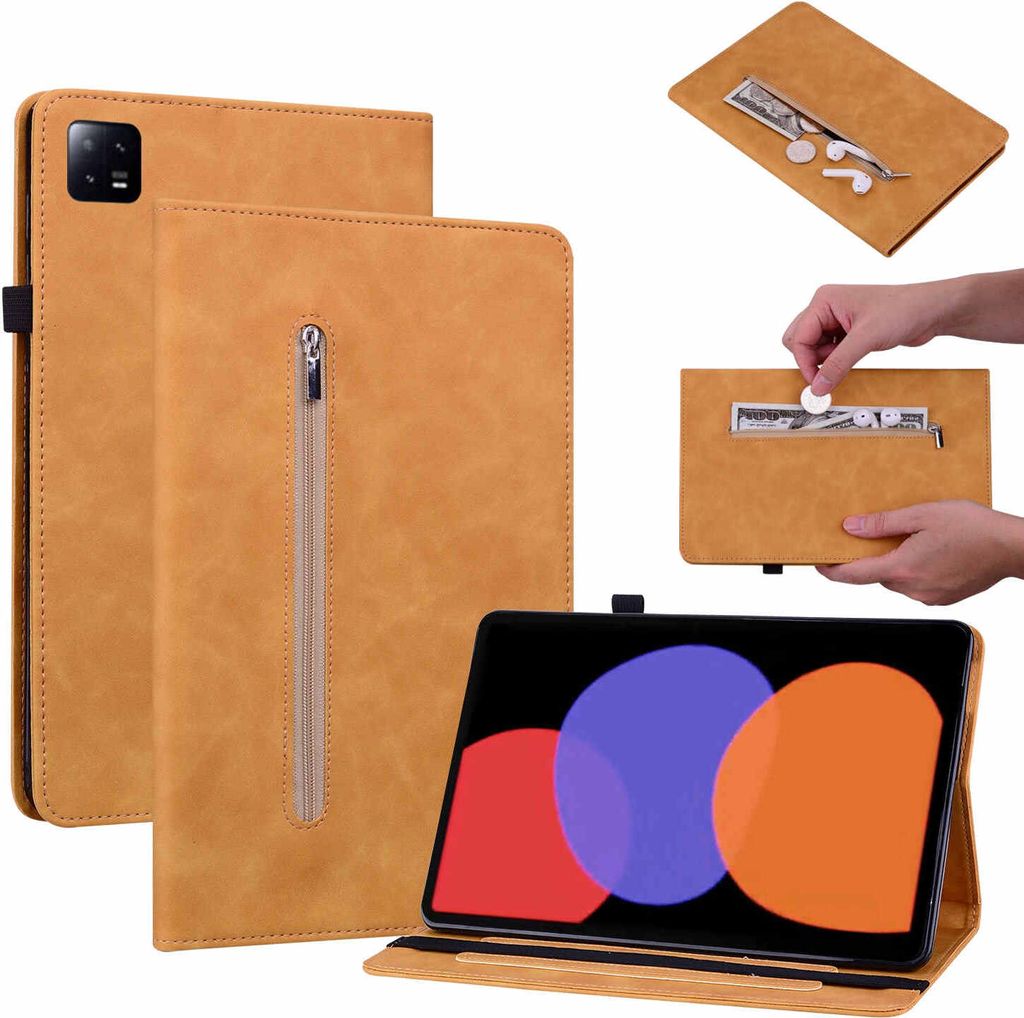 Für Xiaomi Pad 6 / 6 Pro 11 Gelb Kunst Leder Hülle Tablet Tasche Reißverschluss