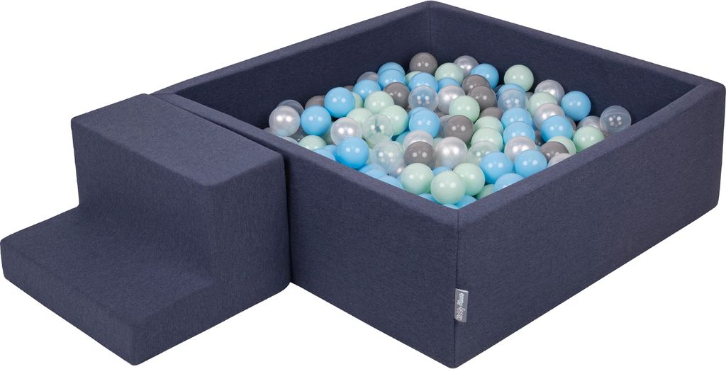 KiddyMoon Spielplatz Aus Schaumstoff Mit 200 Bälle 7cm Hindernisläufen Quadrat Bällebad Mit Stüfchen Element Für Babys Und Kinder